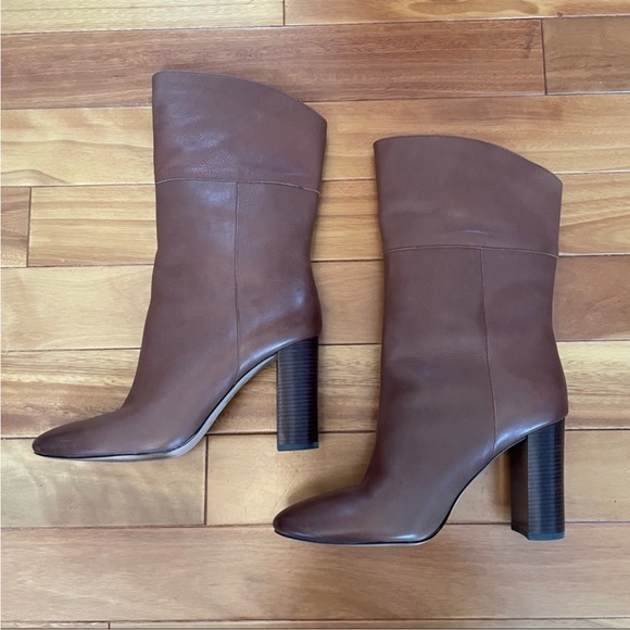 J. Crew Leather Mid-Calf Stacked Anya Boot - Picture 4 of 11